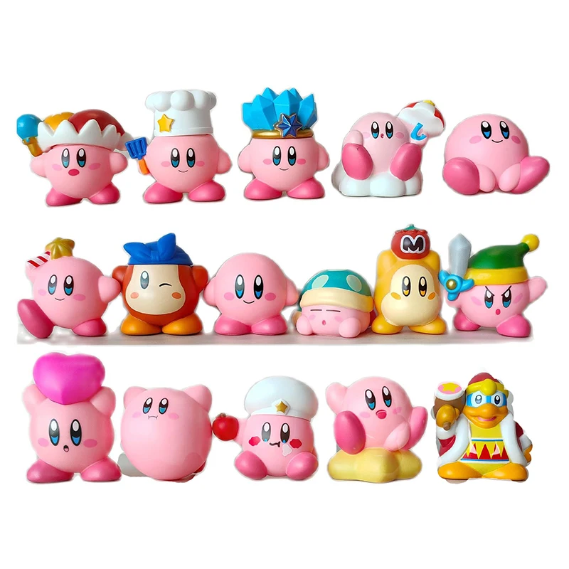 8Pcs/Set Game Super Pink Stars Kirby Action Figures Soft PVC Model Brave  Players Adventure Dream Land Collection Kid Gift Toy