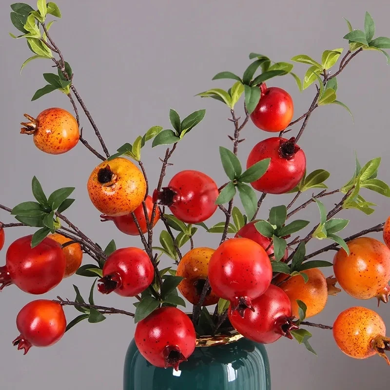 Artificial Pomegranate Long branch 6-Fruit Artificial Fruits Flowers For Wedding Party Tabel Decoration Home Birthday Decor artificial fruits and vegetables