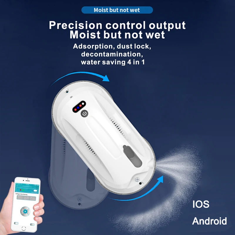 Purerobo W-R4S 초박형 창문 청소 로봇(APP&리모컨 포함), 지능형 청소 로봇, 자동 물 분무 청소 유리/거울/타일, 가정용 진공 청소기 로봇