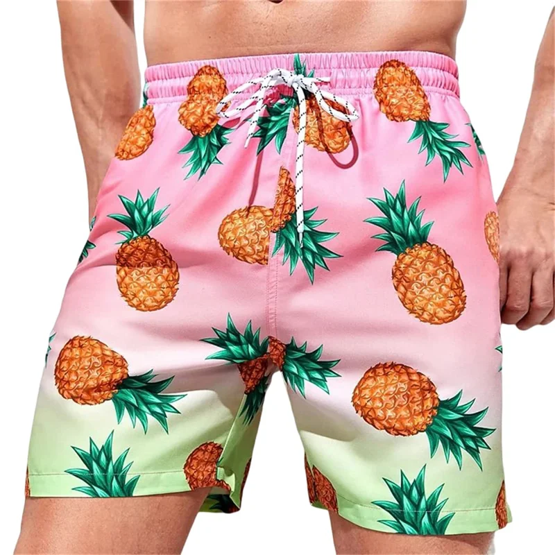 Summer Hawaii New 3D Fruits Print Beach Shorts Palm Trees Graphic Swimming Trunks For Men Fashion Cool Board Shorts Pants Homber 2