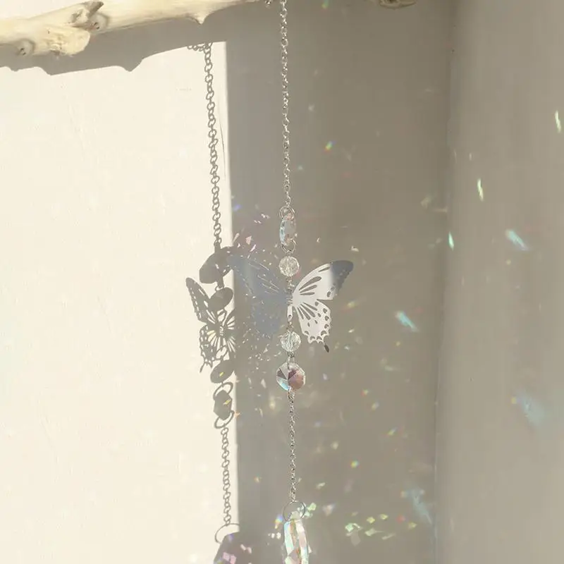 Crystal Window Sun Catcher Decorative Garden Ornament Butterfly Car Charm Garden Sun Catchers Window Rainbow Maker