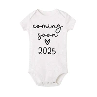 Baby Announcement Coming Soon 2025 Newborn Baby Bodysuits Summer Boys Girls Romper Body Pregnancy Reveal Clothes 2