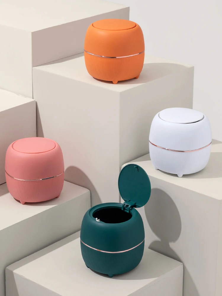 

Desktop Trash Can, Household, Bedside, Office, Paper Basket, Living Room, Small Size, Press and Cover Storage, Double Bins