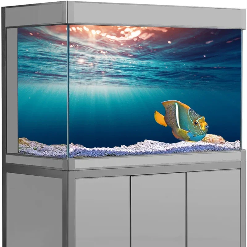 

3D Aquarium Background Poster PVC Adhesive Sticker Fish Tank Underwater World Backdrop 3D Ocean Sea Plants Background Sticker