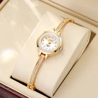 Women's high appearance level vivid exquisite Arabic numerals dial small dial steel band quartz watch. 1