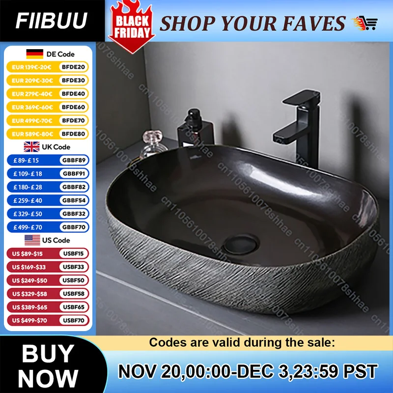 อ่างล้างหน้าเซรามิกวินเทจสำหรับห้องน้ำ อ่างล้างหน้าแบบวางบนเคาน์เตอร์ อ่างล้างหน้าดีไซน์ศิลปะ มีหลายแบบให้เลือก 1