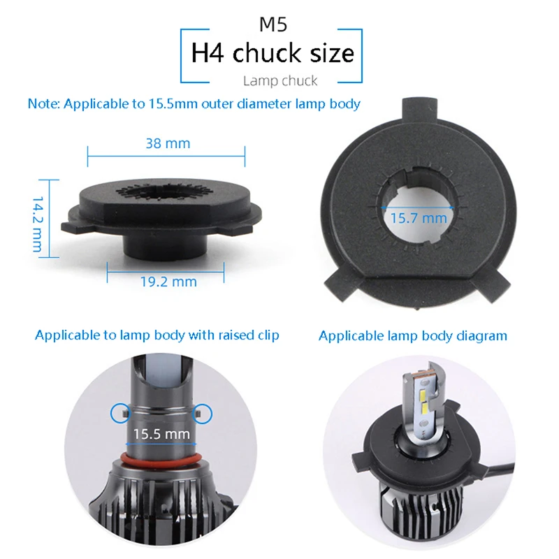 2-Pack HB4/HB3/H11 LED Headlight Adapter Sockets Car