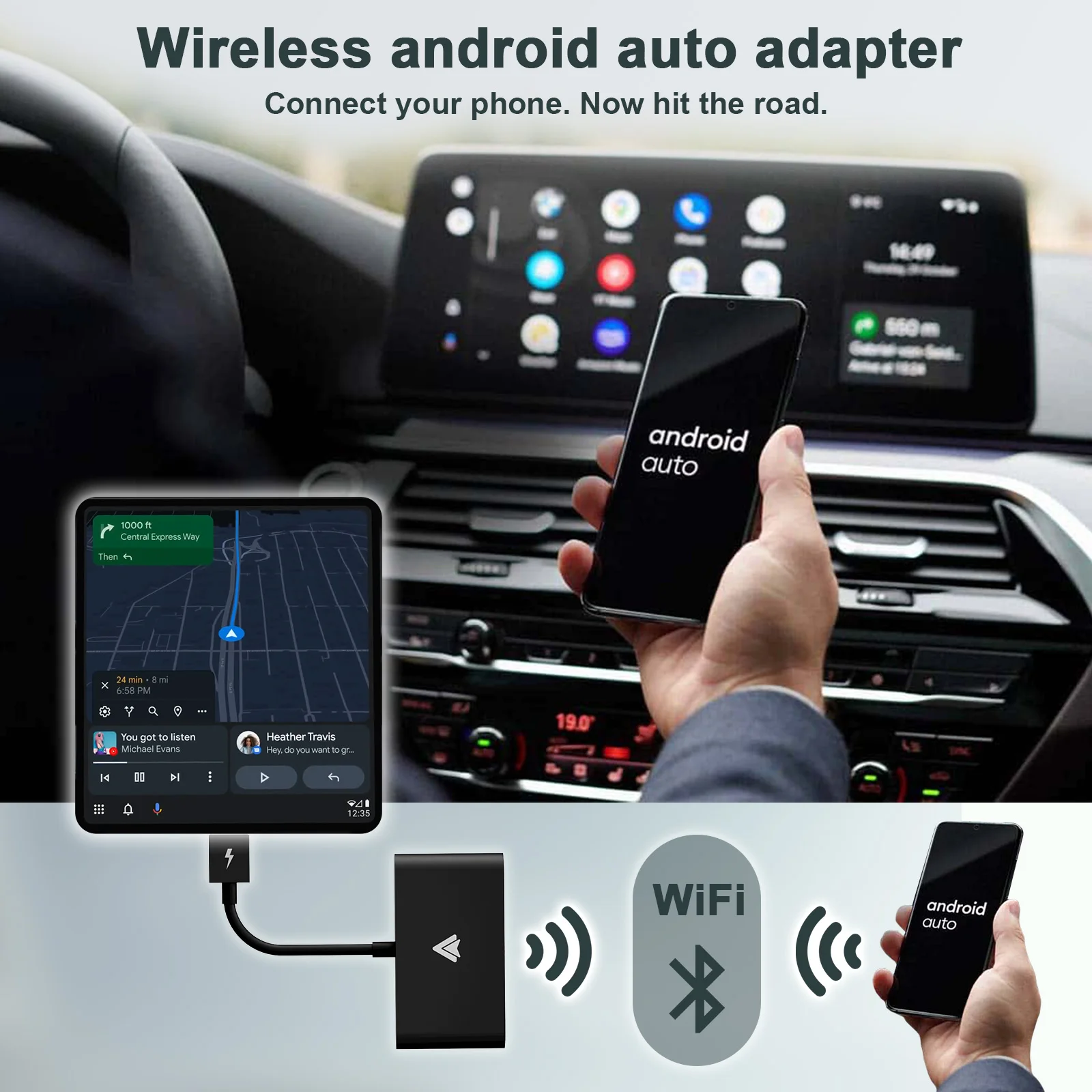 Android auto bezdrátový adapter/dongle Android drátová na bezdrátový adaptér konvertor pro OEM továrna bezdrátový auto adaptér