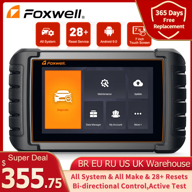 Tire Pressure Alarm Foxwell NT809 OBD2 Automotive Scanner Professional All System A/F 28 Reset Injector Coding Bi-directional Auto Diagnostic Tools car back sensor