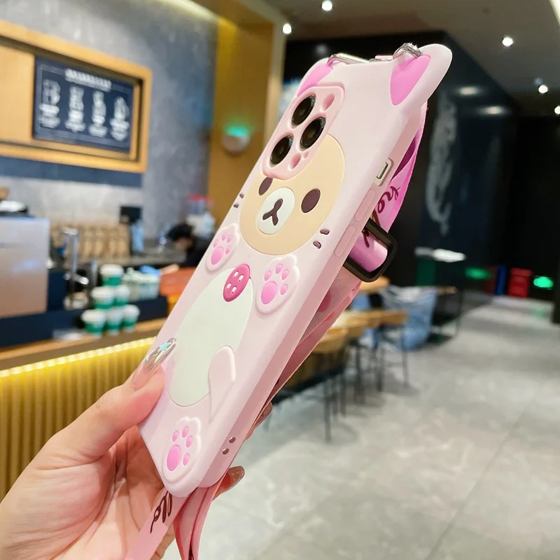 Charming Bear Crossbody Rope Phone Case Cover