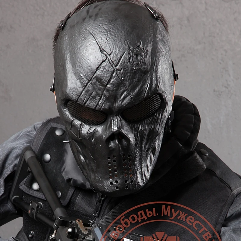 Black God Airsoft Paintball Skull Full Face Protection Mask Per Outdoor Wargame Tactical Gear Cs War