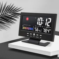 Voice Control Backlight Digital Weather Clock Date Week Temperature Humidity Weather Forecast 12/24H Electronic Clock 1