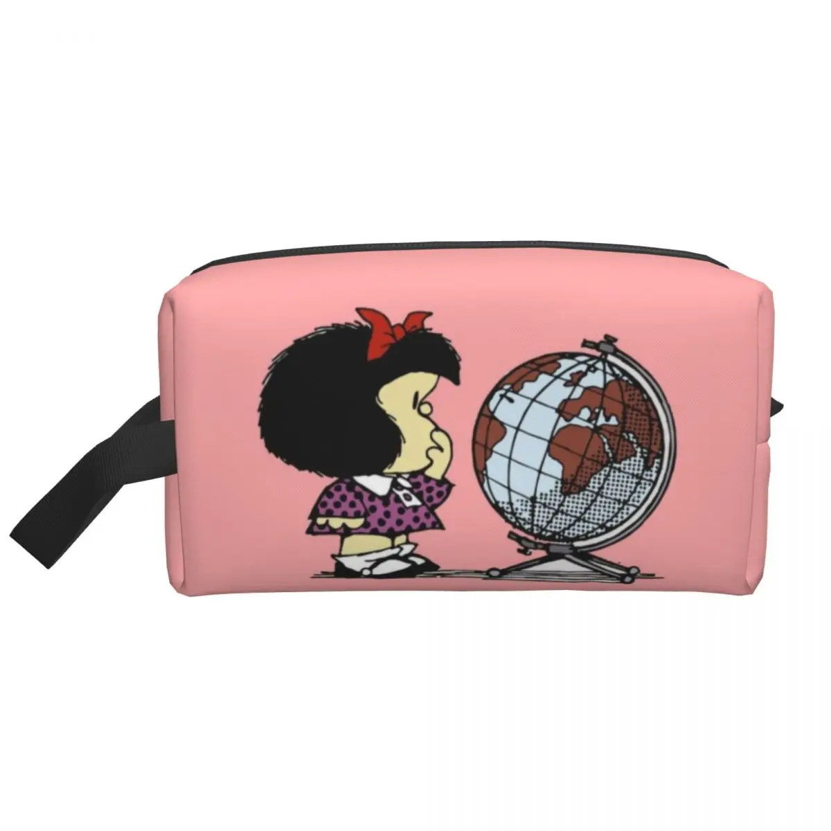 

Custom Travel Mafalda World Toiletry Bag Fashion Quino Cartoon Cosmetic Makeup Organizer for Women Beauty Storage Dopp Kit Box
