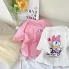 Girls Pink Tshirt Daisy Print Short Sleeve Tops Casual Fashion Versatile Tees Children New Round Neck Thin Loose Base Shirt 1