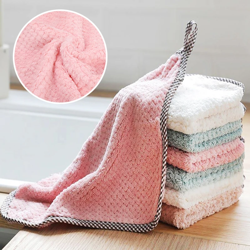 5pcs Kitchen Dish Cloths Soft Absorbent Dish Rag Reusable Dish Towels  Household Washable Cleaning Cloth Housework Clean Towel Kitchen Cleaning