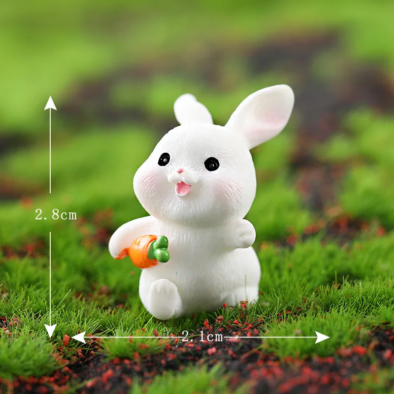 Cute Cartoon Rabbit Resin Miniature Ornament - Home and Garden Accessory