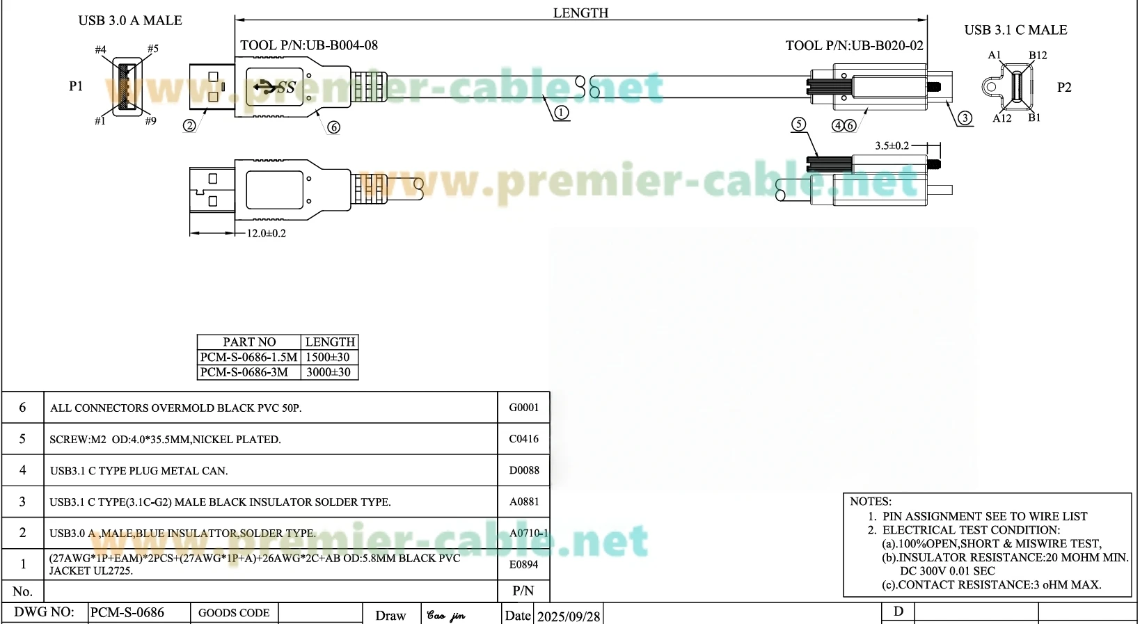 USB 3.1 C-Stecker auf USB 3.0 A-Stecker Kabel mit Einzelschraubverschluss 5Gbps Panelmontage USB 3.1 Gen1 Typ-C auf A Lade- und Datenkabel – Detail 1