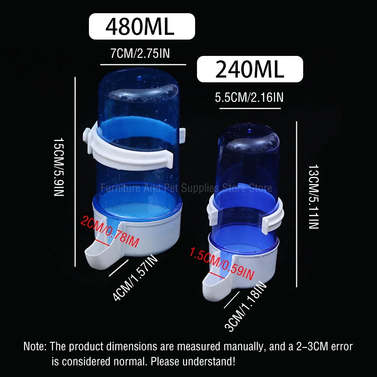 240/280ML cage-mounted pet feeder Parrot Squirrel automatic water dispenser Pet bird food box Cage Accessories Bird supplies