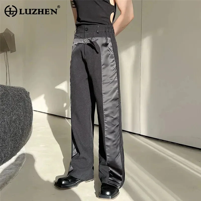 

Брюки LUZHEN LZ3523 мужские прямые, модные элегантные оригинальные Роскошные Костюмные штаны с комбинированным дизайном