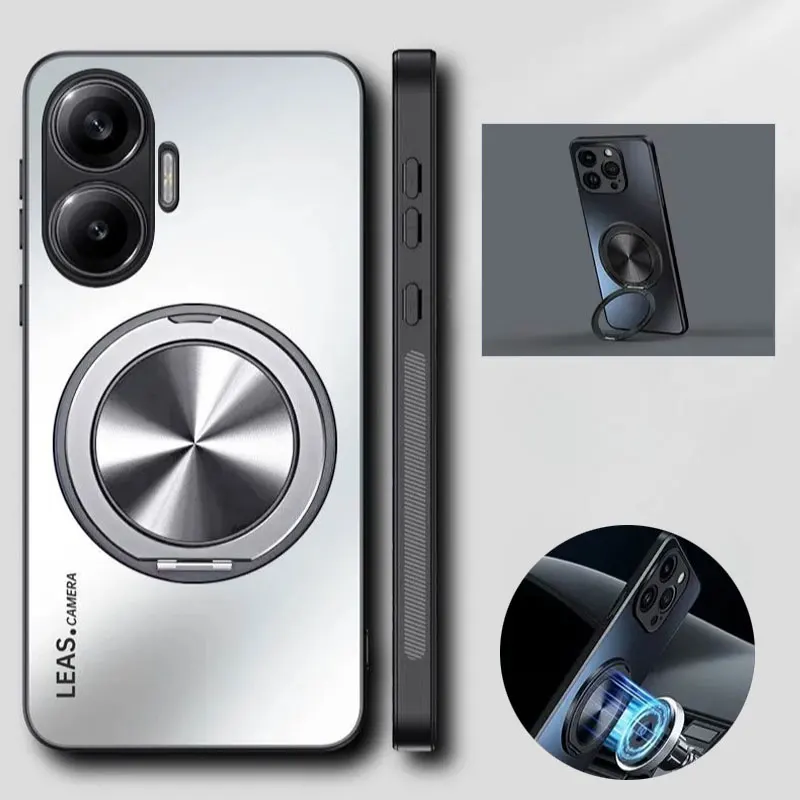 Magnetic Matte Shockproof Anti-Fingerprint Case with Holder Bumper Cover