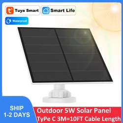 5W Solar Panel with 3M Cable 10FT Compatible for Rechargeable Battery Cameras Power Bank Mobile Phone with Micro USB Type C