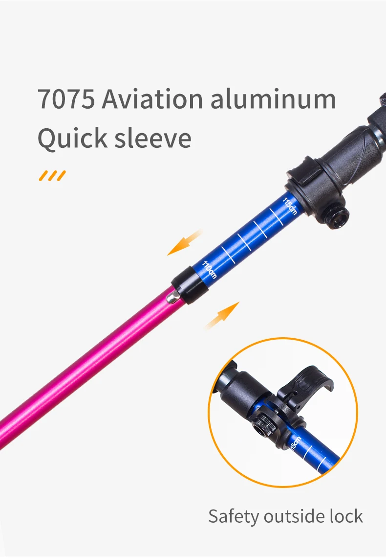 Description Picture 6 of itemAONIJIE E4208 Rainbow Color Unisex Outdoor Hiking Pole Telescopic Adjustable Aluminum Alloy Pole Running Hiking Walking Stick