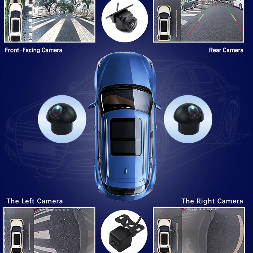 HD 3D 360 Camera Car Bird View System 4 Camera 360 1080P Panoramic 225 Rear/Front/Left/Right 3D for Android Car Radio