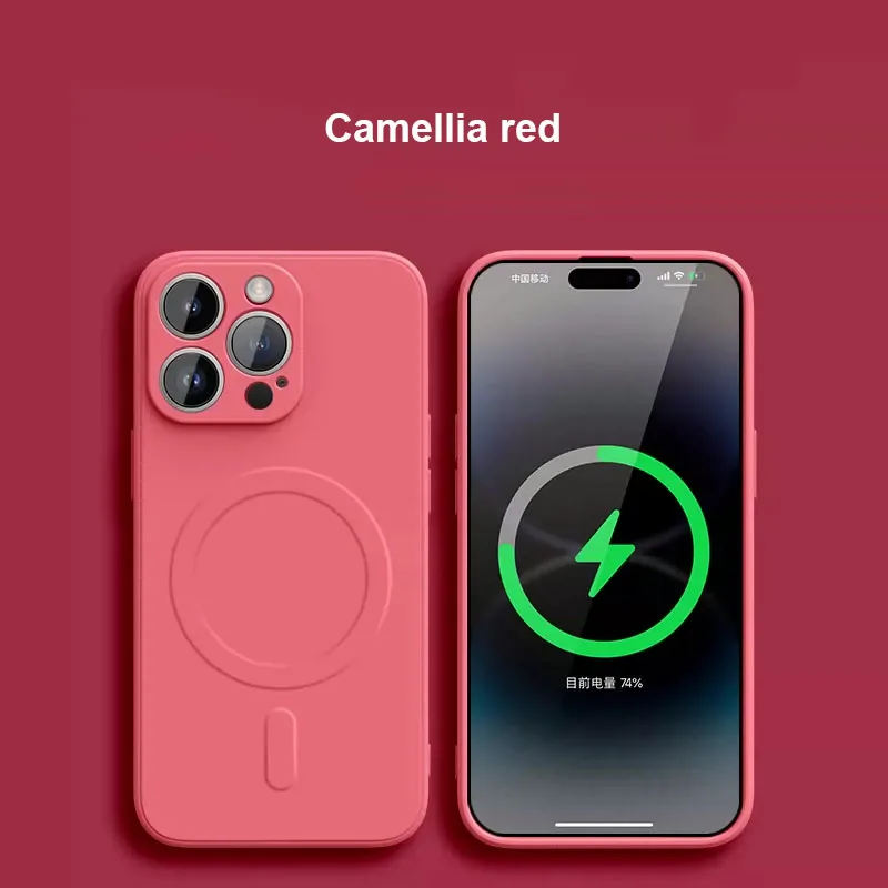Magnetic Liquid Silicone Shockproof Soft Case with Wireless Charging