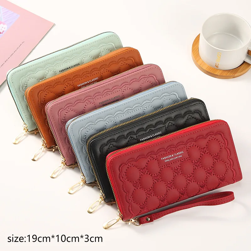Women Wallet Long Luxury Designer Coin Purses Card Holder Solid Color Cute  Pattern Clutch Phone Bag Thin Zipper Wallet for Women - AliExpress
