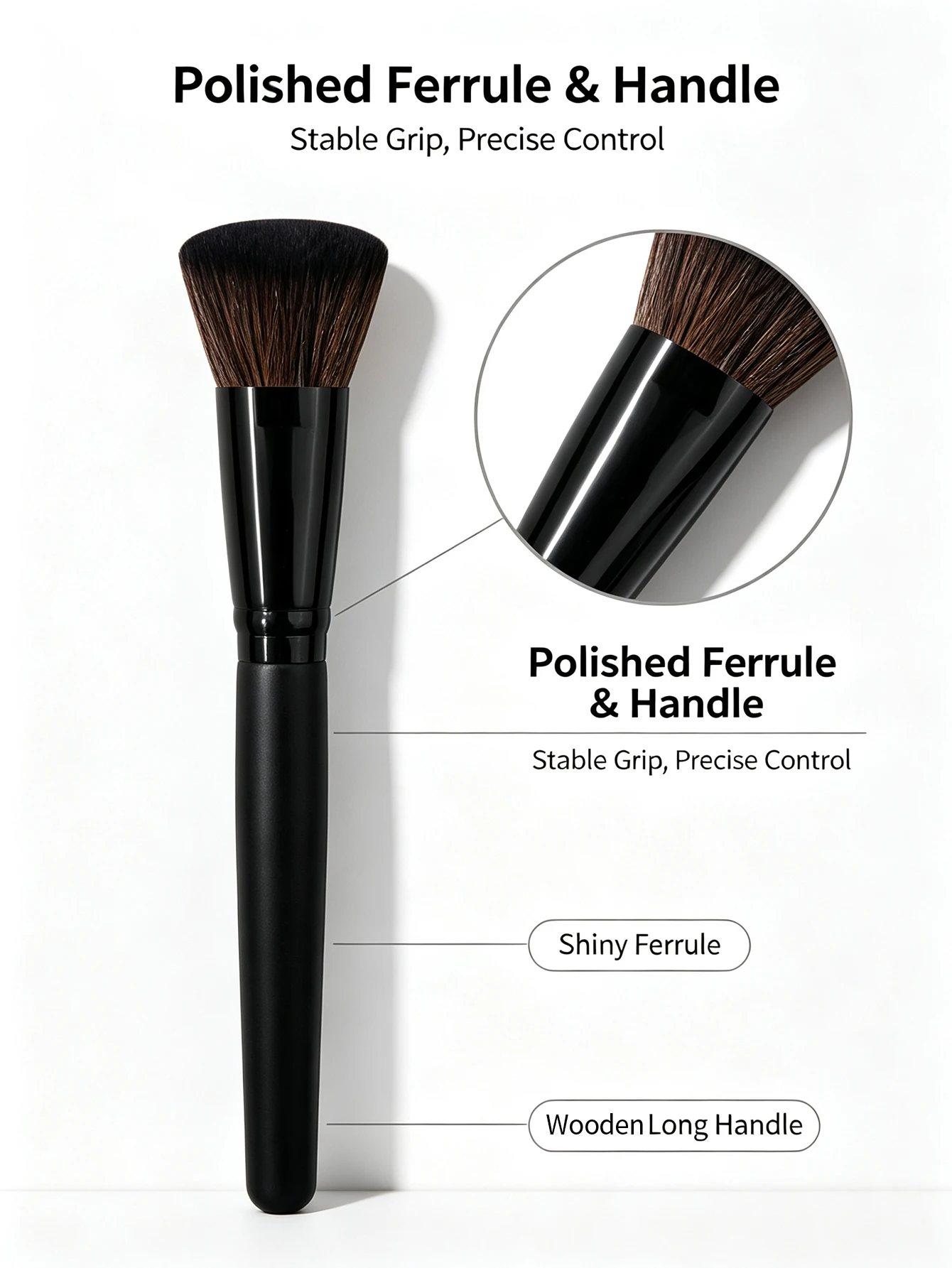 Multi-Functional Makeup Brushes, Flat Top Foundation Brush, Blush Brush, Soft Bristle Powder Brush & Contour Brush, Beauty Tools