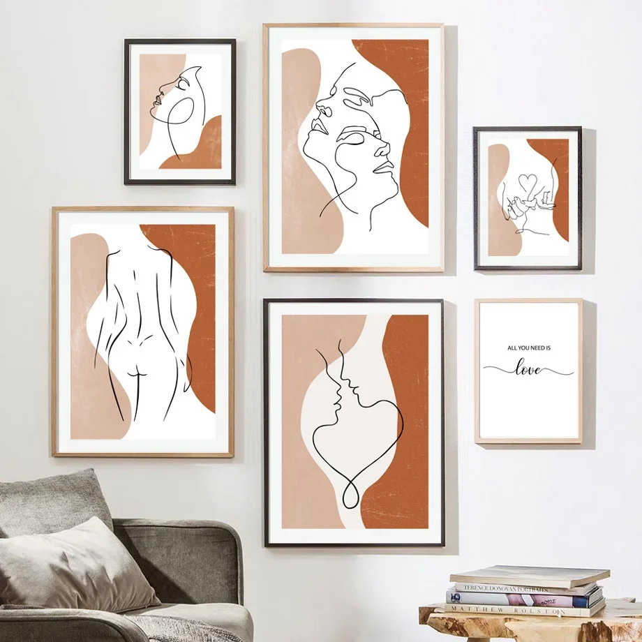 

Abstract Boho Minimalist Girl Lines Monstera Wall Art Canvas Painting Posters And Prints Wall Pictures For Living Room Decor