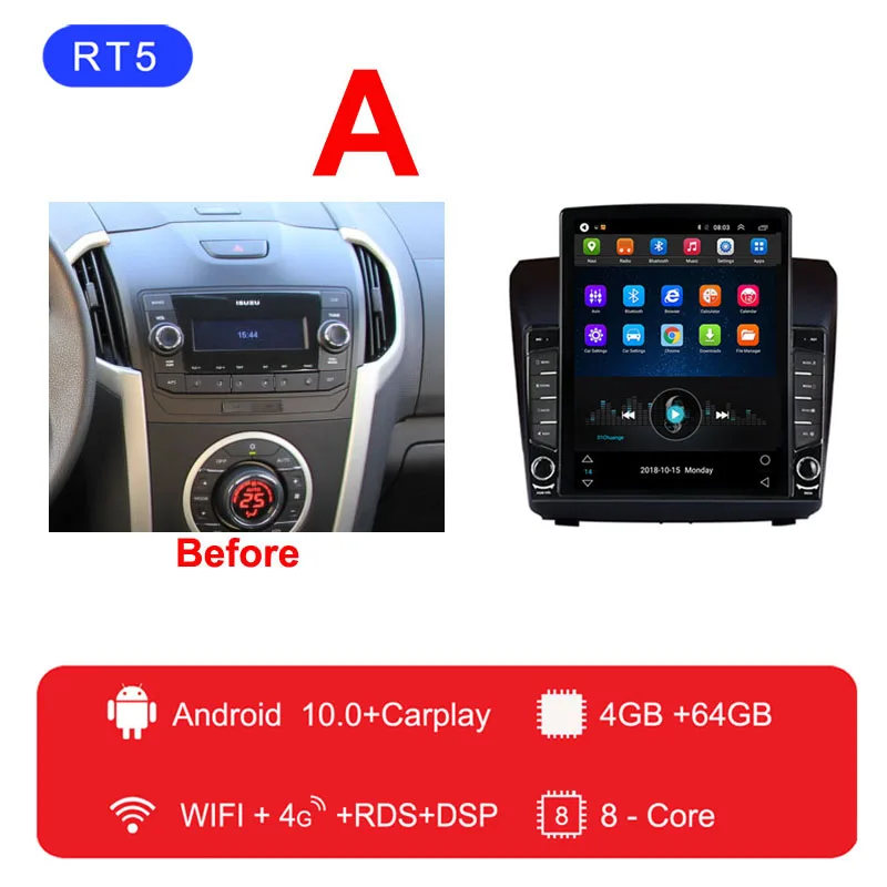 9 inch Android 13.0 Radio GPS navigation system for 2012-2016 2017 2018  Chevy Chevrolet TrailblazerS10 ISUZU D-Max DMax HD 1024*600 touch screen  Bluetooth DVR Rearview camera OBD2 TV WIFI Steering Wheel Control USB  Mirror link