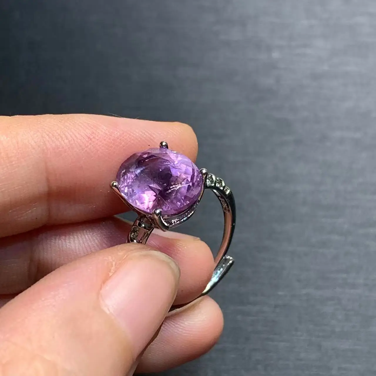 Natural Amethyst Ring Stone Female Handmade Rings Jewelry for Women Gift Purple Flower