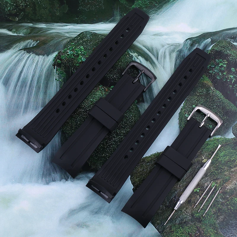 Men's 22mm Black Soft Silicone Sport Waterproof Watch Band Strap