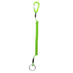 Enhanced Elastic Coil Keychain Lanyard with Lockable Tether and Fashionable Wire Design (Green)