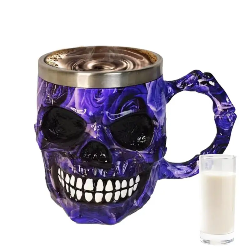 

Skull Coffee Mug Spooky Skeleton Beer Cup Punk Skull Cup Resin Skeleton Head Water Cup Stainless Steel Skull Drink Cup For