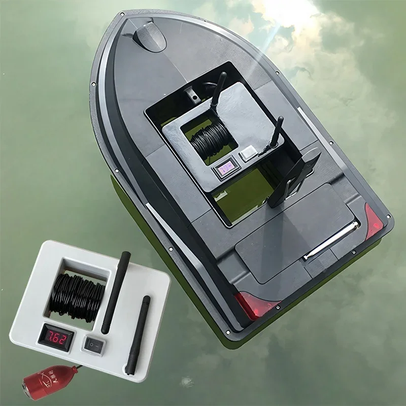 GPS Baitboat 5.8G FPV Cable 7" Video Deep Sea Underwater CCTV Dual Hull RC Fishing Bait Boat with