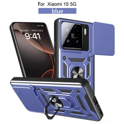 Magnetic Shockproof Armor Case with Camera Lens Protector for Xiaomi 15 Pro 5G (Navy Blue)