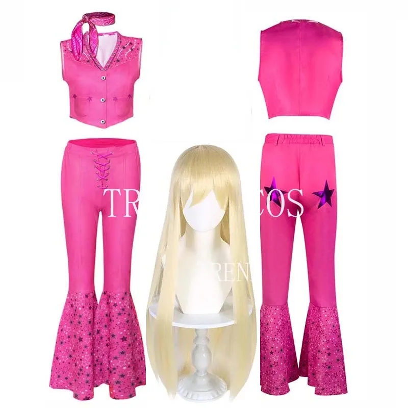 Barbi Princess Cosplay Costume Ast Petty Pink Outfits Barbiee Suit Halloween Travestimento Barbi Pink Suit Sciarpa Parrucca Per Fumetti