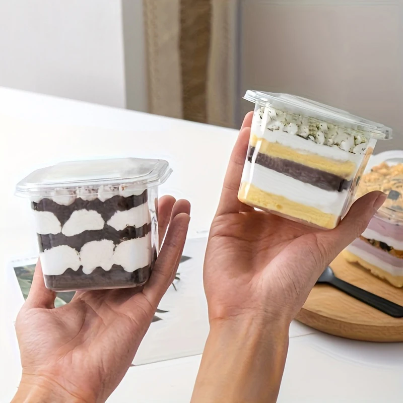 10/25/50 Pcs Transparent Cake Boxes, Disposable Plastic Tiramisu Dessert Cups, Bowls, C... - SKU TCB01937 - UGI Packaging