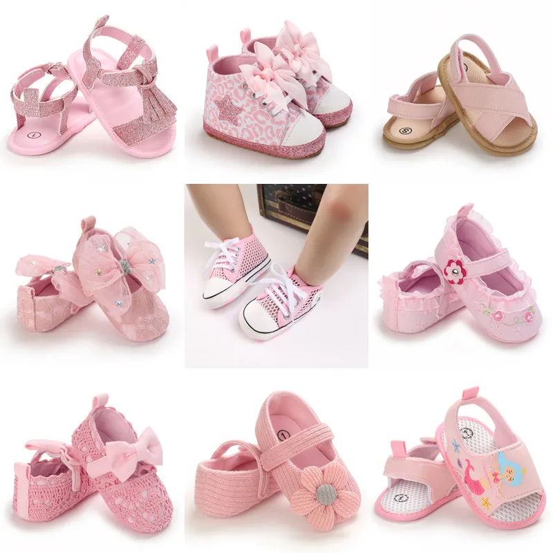 Elegant Pink Newborn Baby Shoes – Breathable, Non-Slip First Walkers
