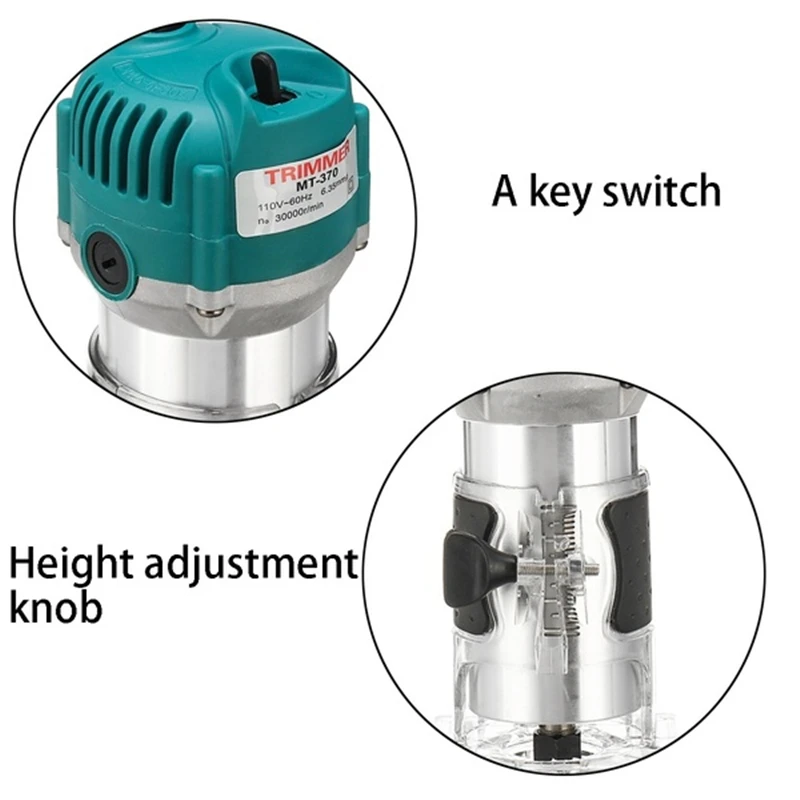4000W Wood Electric Trimmer 45000r/min Woodworking Wood Milling Electric Hand Trimmer Wood Laminator Router Edge Joiners Set 6