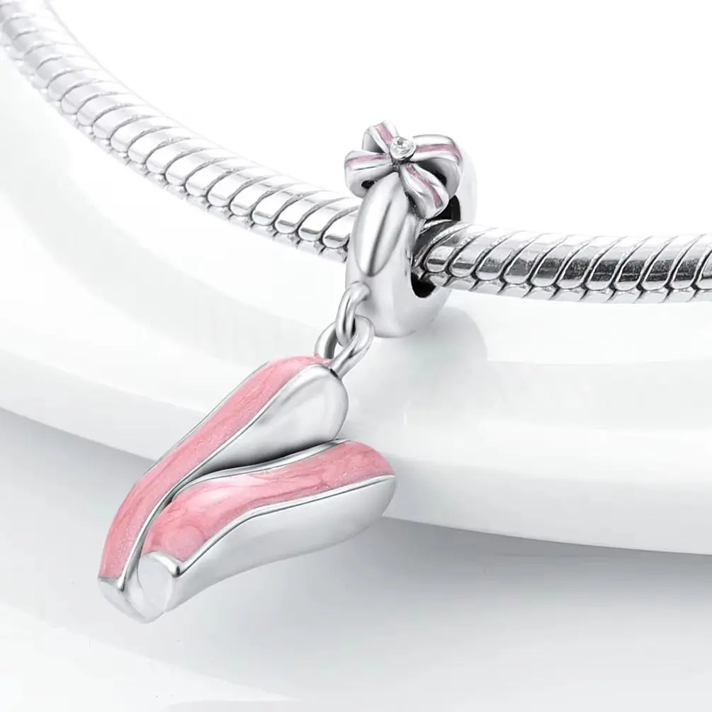 Silver Plated Sport Love Skate Shoe Dangle Charm Pendant