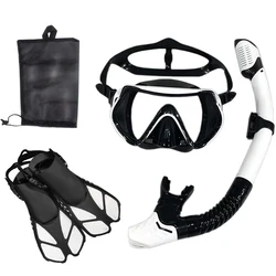 Adult Unisex Snorkeling and Diving Mask Set with Swim Tube - L/XL (White and black)