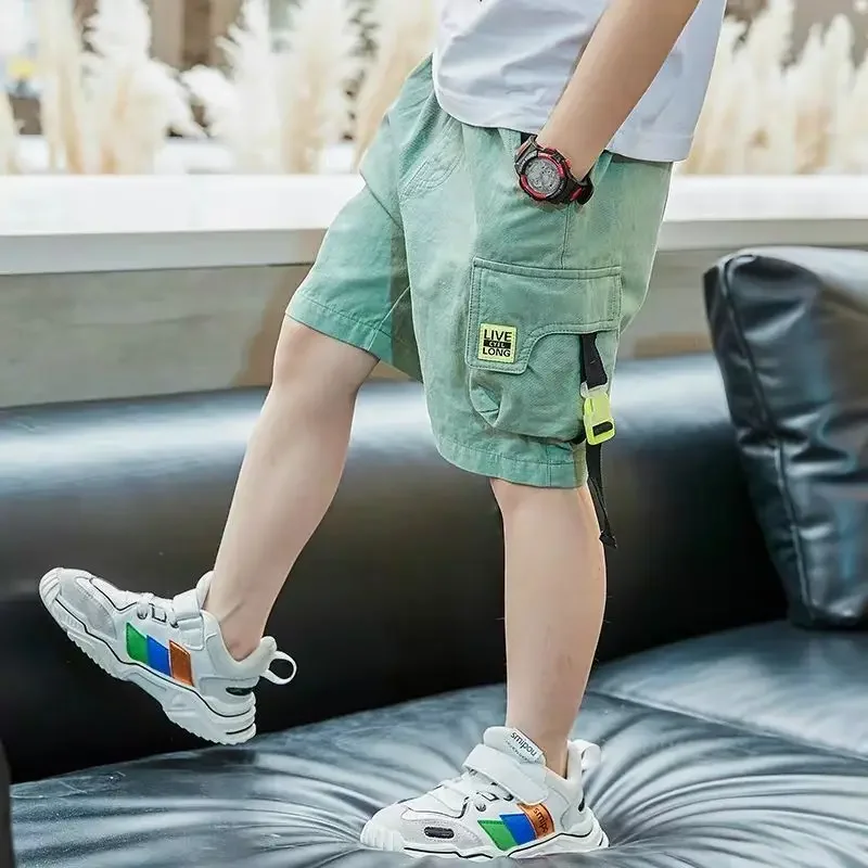 EACHIN Boys Shorts Summer Loose Pants Teenage Trouser Shorts Boys Casual Cargo Short Pants Children's Elastic Waist Cotton