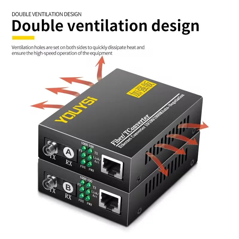 YOUYSI FC port Fiber optic transmitter single-mode 3KM single fiber media converter 1 Pair