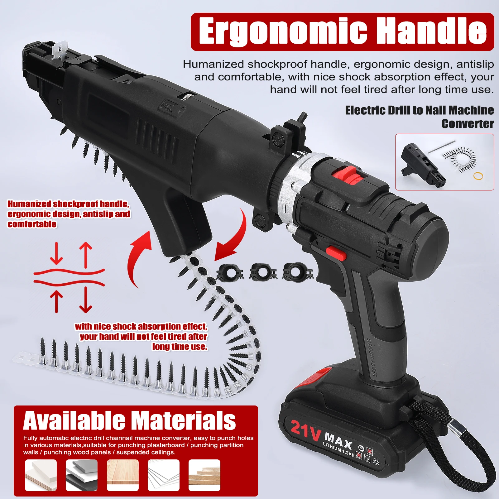 Electric Nailing Machine Woodworking Stapler Conversion Tool Automatic Lithium E