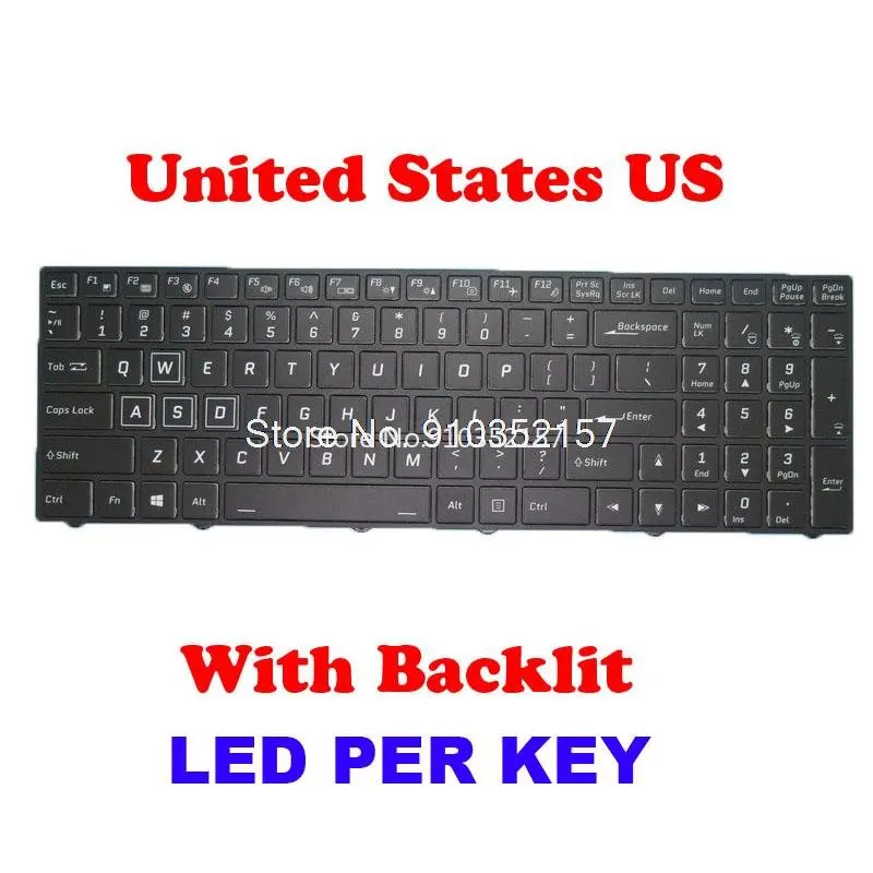 

Belgium GR English Colourful Backlit Keyboard For CLEVO P970 P970RC P970RD P970RF P970EN P970RN P970ED P970EF Black LED PER KEY