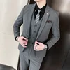 2023 Fashion New Men Boutique Solid Color Business Wedding Groom Suit Three Piece Set 3 Pcs Dress Blazers Jacket Coat Pants Vest 5