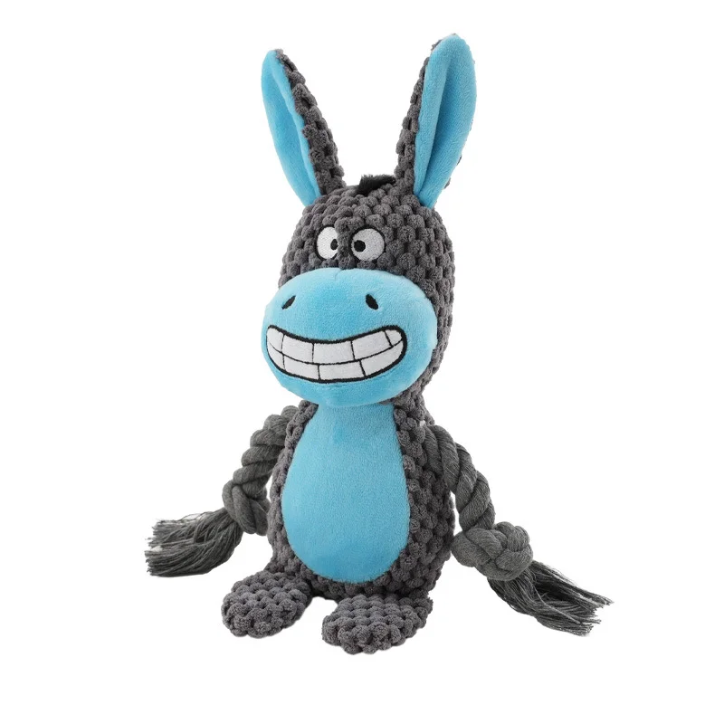 Interactive Animal Plush Rope Toy - Engaging Squeak and Chew Fun